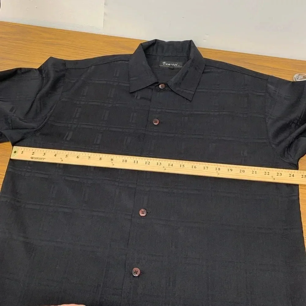 Mens Black Shirt L/36 Vanetti‎ Button Front H47
